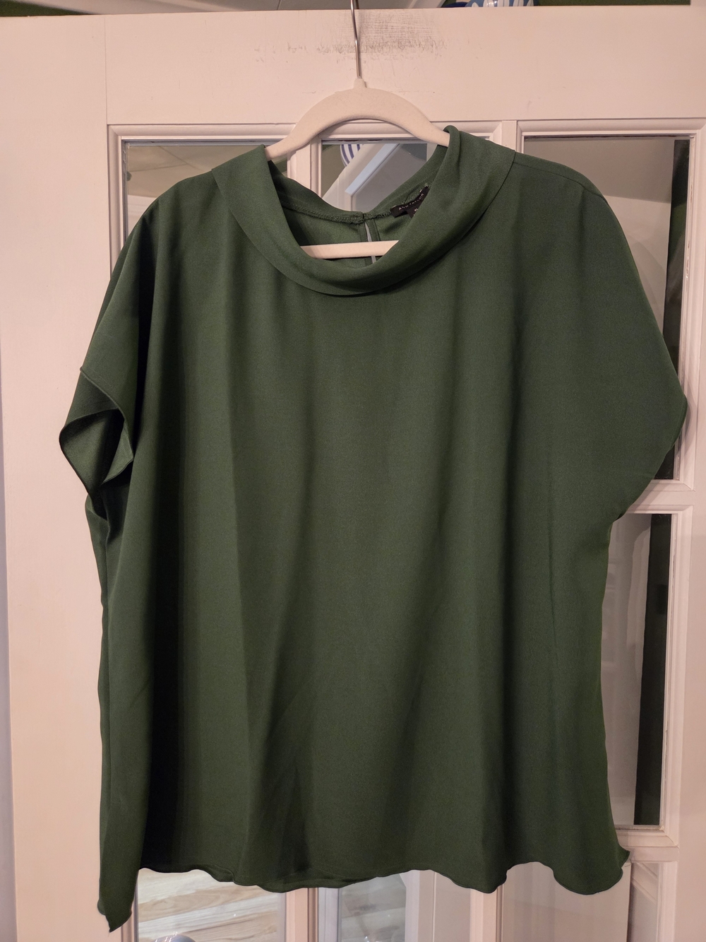 Ann Taylor Forest Green Short Sleeve Blouse - Size XL